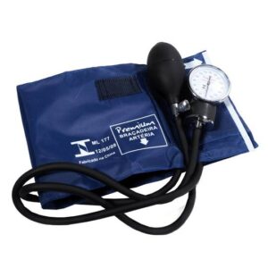 APARELHO DE PRESSÃO NYLON AZUL COM VELCRO E MANGUITO PREMIUM