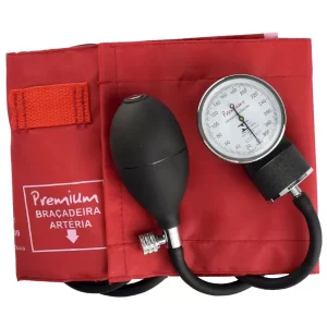 APARELHO DE PRESSÃO NYLON VERMELHO E VELCRO PREMIUM