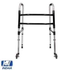 ANDADOR DE ALUMÍNIO 2 BARRAS DOBRÁVEL E FIXO INFANTIL COM 2 RODAS INDAIÁ